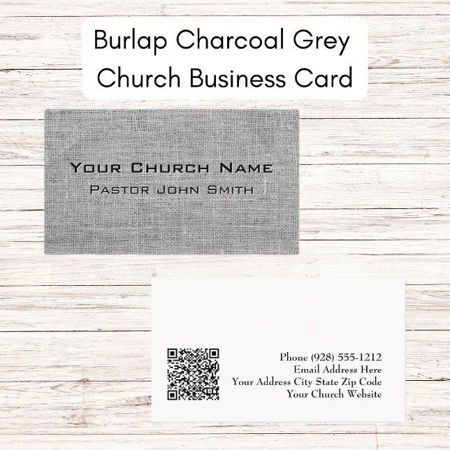 Tarjeta De Visita Pastor de Iglesia de Gris de Carbón Burlap (Subido por el creador)