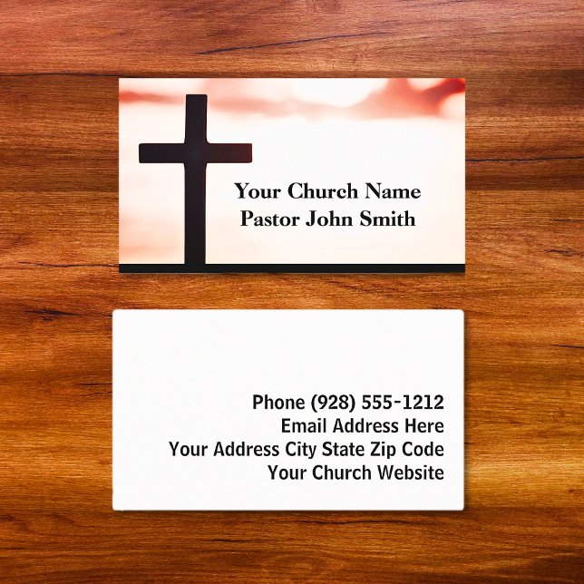 Tarjeta De Visita Pastor de Iglesia de la Cruz Blanca y Negra (Subido por el creador)