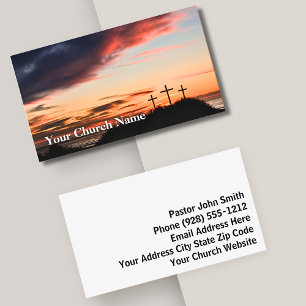 Tarjeta De Visita Pastor de Iglesia del Servicio de Amanecer de Tres