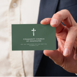 Tarjeta De Visita Pastor de Iglesia Moderno Mínimo Fe Verde