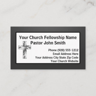 Tarjeta De Visita Pastor de Iglesia Negra Minimalista Moderna