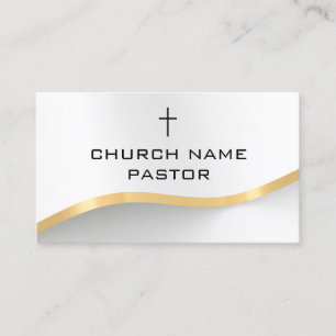 Tarjeta De Visita Pastor de Iglesia Plata Moderna Cruz Cristiana de