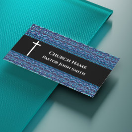 Tarjeta De Visita Pastor de la Iglesia Azul Abstracto Cristiano