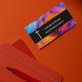Tarjeta De Visita Pastor de la Iglesia Cielo Naranja Abstracto Crist