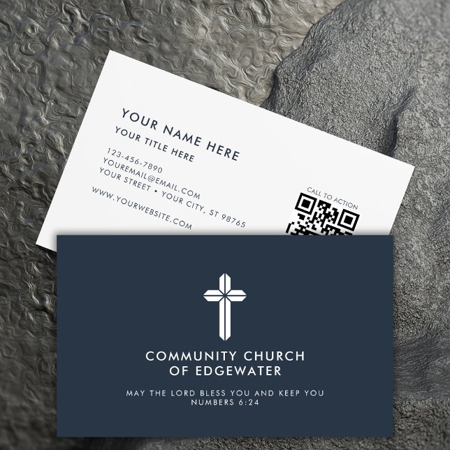 Tarjeta De Visita Pastor de la Iglesia Código QR moderno (Subido por el creador)