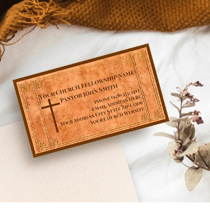 Tarjeta De Visita Pastor de la Iglesia con cuero estampado Elegante