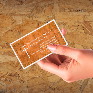 Tarjeta De Visita Pastor de la Iglesia con cuero estampado Elegante 
