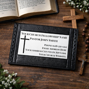 Tarjeta De Visita Pastor de la Iglesia Cristiano de Cuero NEGRO