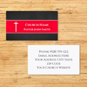 Tarjeta De Visita Pastor de la Iglesia Cristiano de Cuero NEGRO