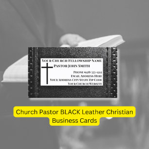 Tarjeta De Visita Pastor de la Iglesia Cristiano de Cuero NEGRO