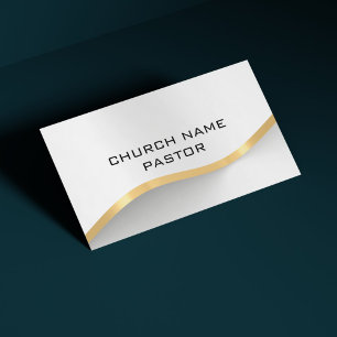 Tarjeta De Visita Pastor de la Iglesia Cristiano Plata Oro Moderno