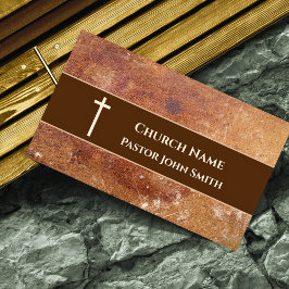 Tarjeta De Visita Pastor de la Iglesia Cuero Falso Rústico Cristiano