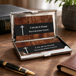 Tarjeta De Visita Pastor de la Iglesia Cuero RÚSTICO Cristiano
