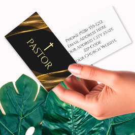 Tarjeta De Visita Pastor de la Iglesia del Oro y el Mármol Negro Cri