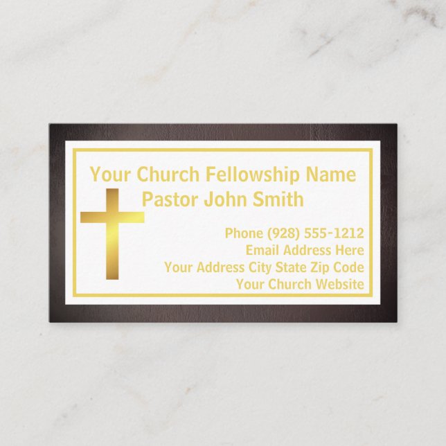 Tarjeta De Visita Pastor de la Iglesia Grunge Black Gold (Anverso)