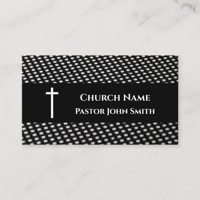Tarjeta De Visita Pastor de la Iglesia Moderno Patrón Blanco Negro C (Anverso)