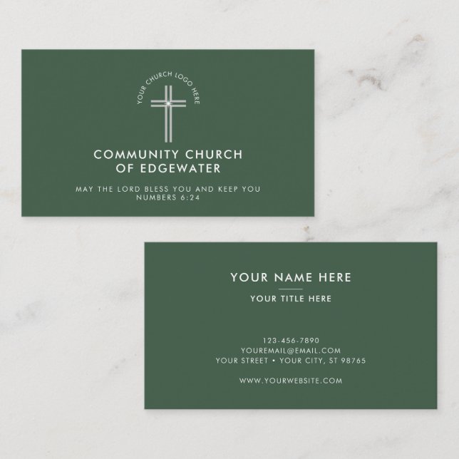 Tarjeta De Visita Pastor de la Iglesia Moderno Personalizado Mínimo  (Anverso / Reverso)