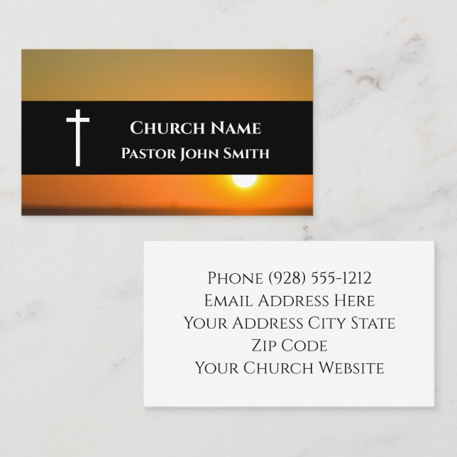 Tarjeta De Visita Pastor de la Iglesia Naranja Sunset Black Christia (Anverso / Reverso)