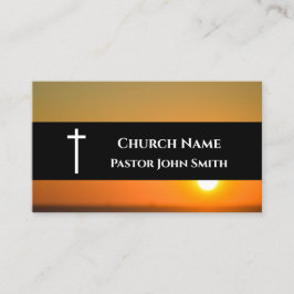 Tarjeta De Visita Pastor de la Iglesia Naranja Sunset Black Christia