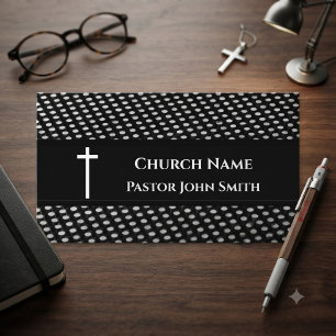 Tarjeta De Visita Pastor de la Iglesia Patrón Cristiano Moderno Blan