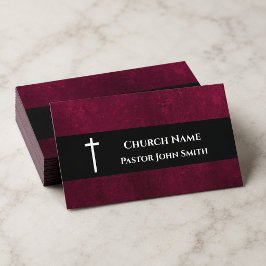 Tarjeta De Visita Pastor de la Iglesia Rojo Terciopelo Vintage Crist