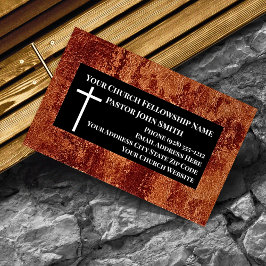 Tarjeta De Visita Pastor de la Iglesia RÚSTICA Cristiano Cuero