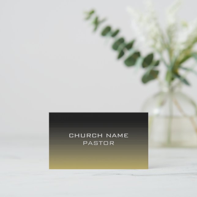 Tarjeta De Visita Pastor de la Iglesia Sombreado Oro Negro Cristiano (Anverso de pie)