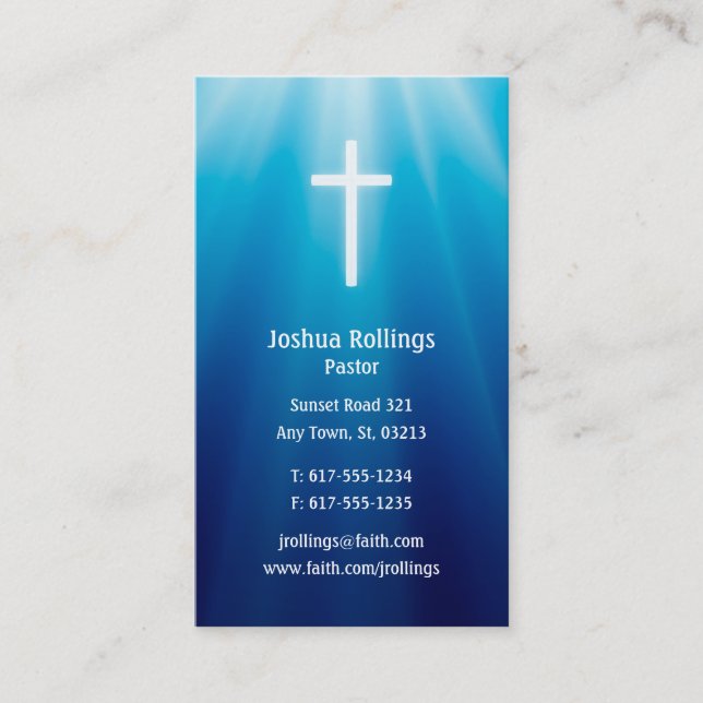 Tarjeta De Visita Pastor| Elegante cruzado (Anverso)