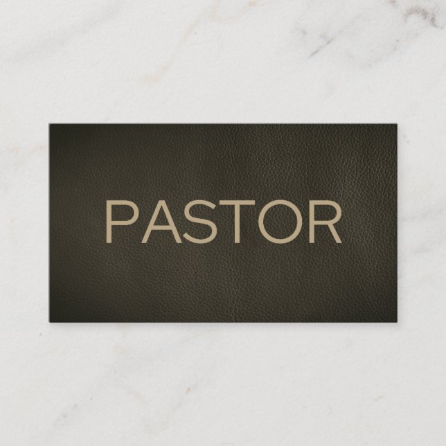 Tarjeta De Visita Pastor Faded Black Distresal Leather Church (Anverso)
