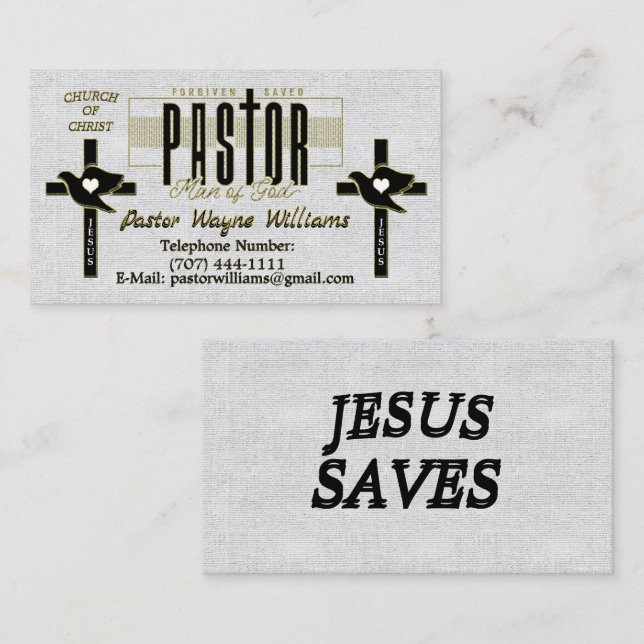 Tarjeta De Visita Pastor/Iglesia Personalizada (Anverso / Reverso)