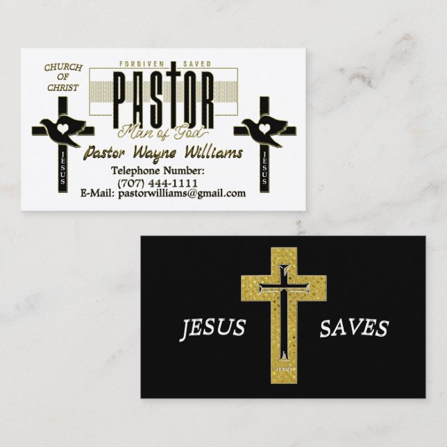 Tarjeta De Visita Pastor/Iglesia Personalizada (Anverso / Reverso)