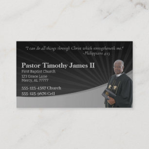 Tarjeta De Visita Pastor negro y gris o foto de diácono