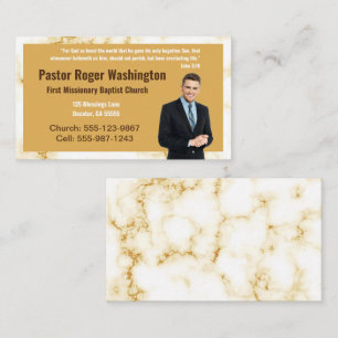 Tarjeta De Visita Pastor o Deacon Gold Marble Photo Church