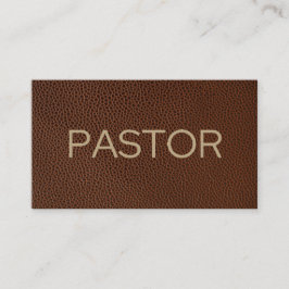 Tarjeta De Visita Pastor Rustic Brown Leather Church
