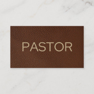 Tarjeta De Visita Pastor Rustic Brown Leather Church