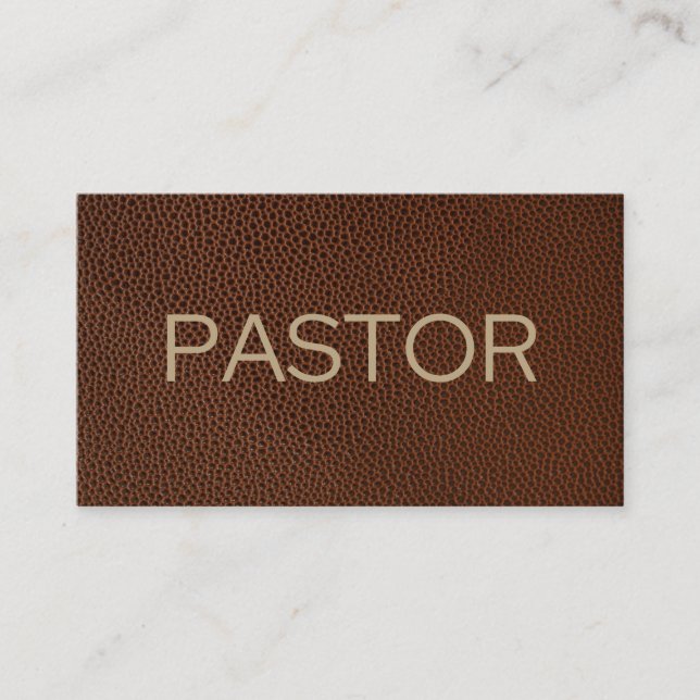 Tarjeta De Visita Pastor Rustic Brown Leather Church (Anverso)