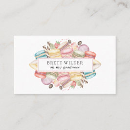 Tarjeta De Visita Pastoral Chef Baker Bakery Watercolor Cookies Busi
