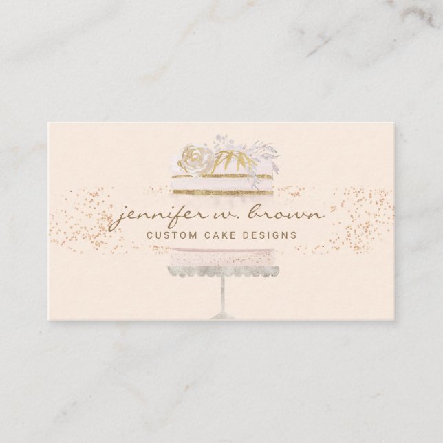 Tarjeta De Visita Pastoral Floral Panadería Pastry Patisserie (Anverso)