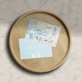 Tarjeta De Visita Pastry Chef Ingredientes de Acuarela Blue