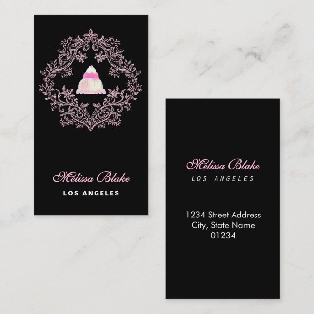 Tarjeta De Visita pastry shop black background business card (Anverso / Reverso)