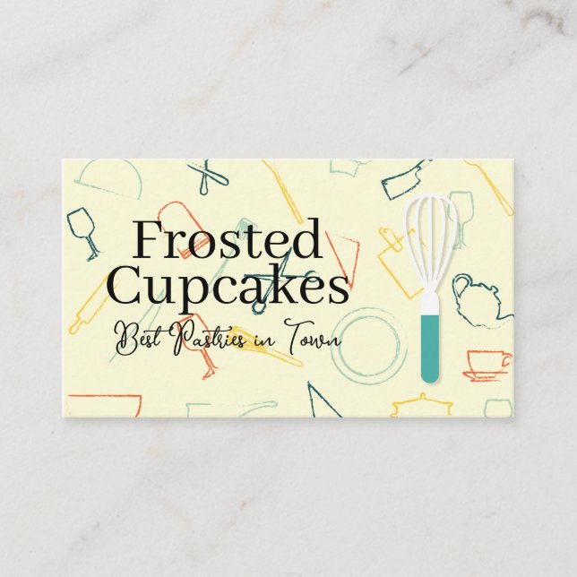 Tarjeta De Visita Pastry Whisk | Cooking Tools Background (Anverso)