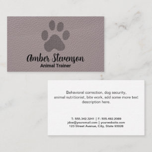 Tarjeta De Visita Pata de perrito Fondo de cuero