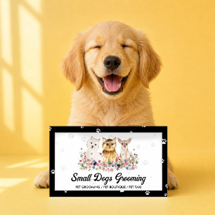 Tarjeta De Visita Pata de Perros Pequeños Acuarela Blanco Negro Cuid