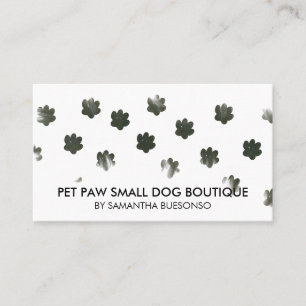 Tarjeta De Visita Patas de perro y gato acuarela simple verde