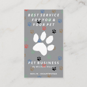 Tarjeta De Visita patas elegantes grises perro gato mascota sentado