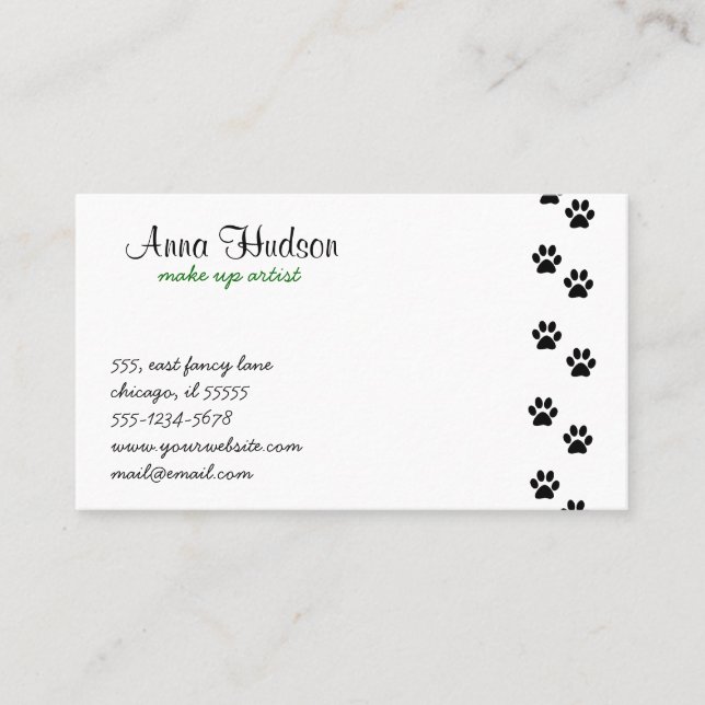 Tarjeta De Visita Patas negras, Perro Groomer, Perro Walker, Tienda  (Anverso)