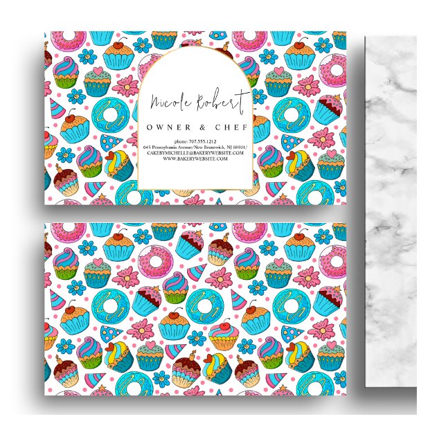Tarjeta De Visita Patisserie Pastry Bakery azul Donuts patrón (Subido por el creador)
