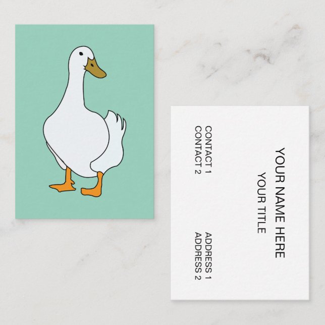 Tarjeta De Visita Pato Ave Blanco Pato  (Anverso / Reverso)