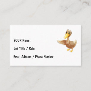 Tarjeta De Visita Pato de dibujos animados amistoso con información 