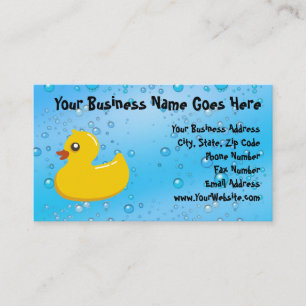 Tarjeta De Visita Pato de goma lindo / Burbujas azules